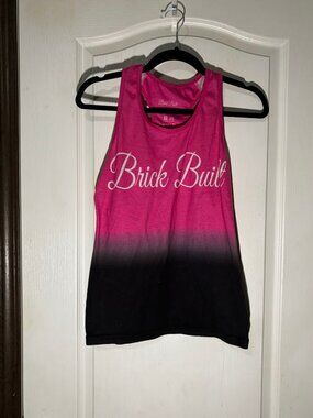 Brick Built Pink Black Ombre Racerback Workout Tank Size M